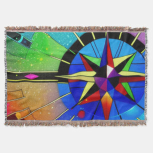 Vibrant Compass Throw Blanket