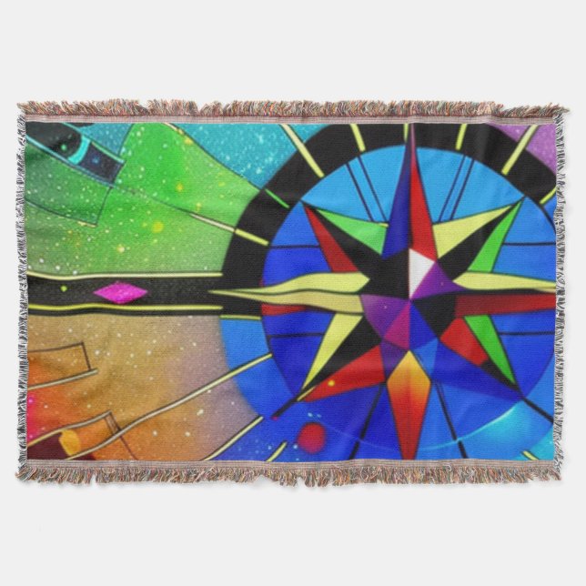 Vibrant Compass  Throw Blanket (Front)