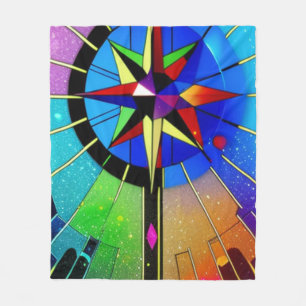 Vibrant Compass Throw Pillow Throw Blanket