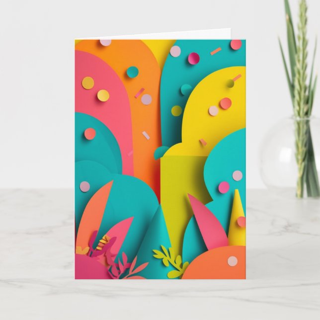 Vibrant Confetti Garden Celebration Card (Front)