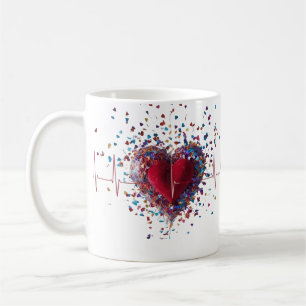 Vibrant Confetti Heart Explosion Heartbeat Classic Coffee Mug