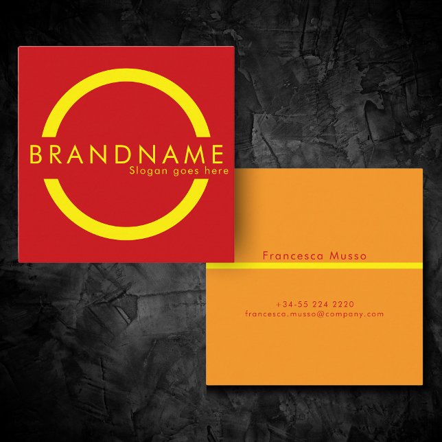 Vibrant contrast colour, a bold modern square business card (Creator Uploaded)