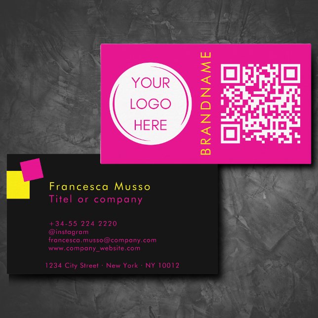 Vibrant contrast colour, logo and QR code modern Business Card (Creator Uploaded)