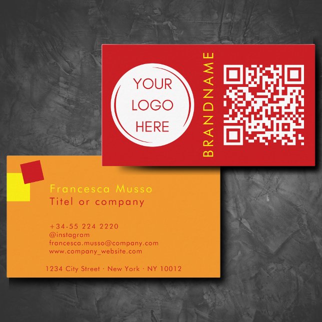 Vibrant contrast colour, logo and QR code modern Business Card (Creator Uploaded)