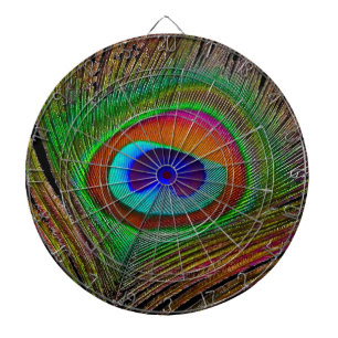Vibrant Copper Peacock Feather Dartboard