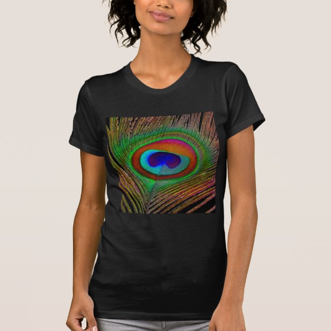 Vibrant Copper Peacock Feather T-Shirt (Front)