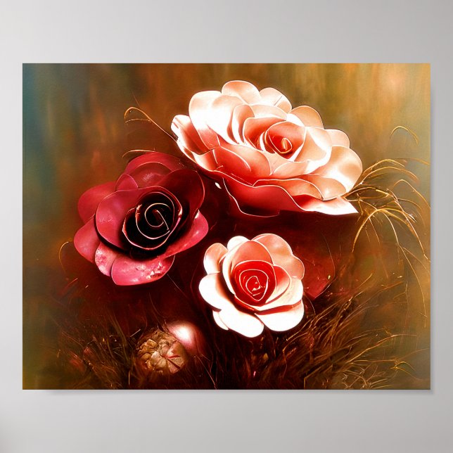 Vibrant copper roses poster (Front)