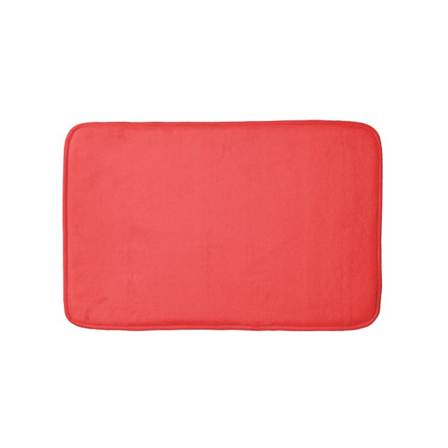 Vibrant Coral Color Customize This Bath Mat (Front)