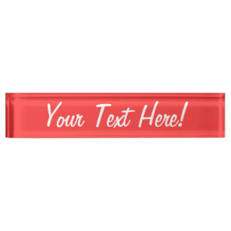 Vibrant Coral Colour Decor Customise This Nameplate