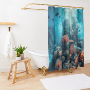 Vibrant Coral Reef & Sea Life Shower Curtain