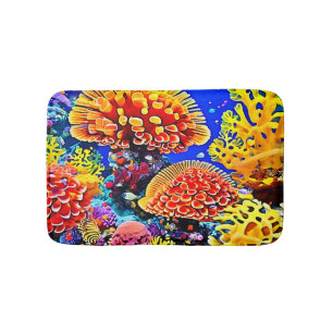Vibrant Coral Reef Sea Wonder Art Bath Mat
