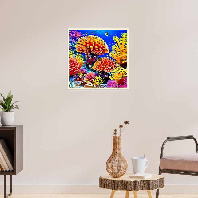 Vibrant Coral Reef Sea Wonder Art Poster (Living Room 3)