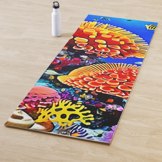 Vibrant Coral Reef Sea Wonder Art Yoga Mat (In Situ)