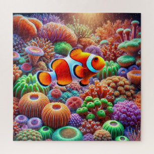 Vibrant Coral Reef with a Clownfish Jigsaw Puzzle