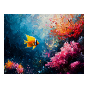 Vibrant Coral Reef with Angel Fish Poster
