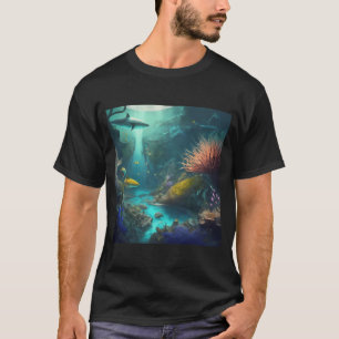 Vibrant Coral Reef with Fish and Sharks  T-Shirt