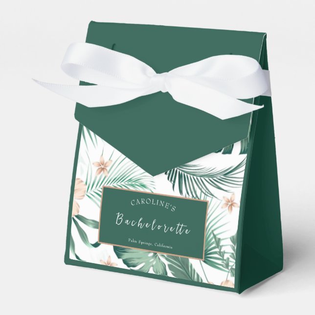 Vibrant Coral Tropical Bachelorette Flask Favour Box (Front Side)