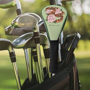 Vibrant Corn Snake Pink Peony Flowers Green Golf Head Cover