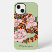 Vibrant Corn Snake Pink Peony Flowers Green