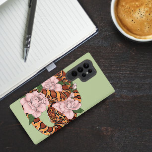 Vibrant Corn Snake Pink Peony Flowers Green Samsung Galaxy Case