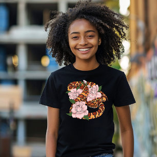 Vibrant Corn Snake Pink Peony Flowers Green Tri-Blend Shirt