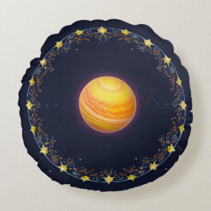 Vibrant Cosmic Artwork Round Cushion