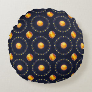 Vibrant Cosmic Artwork Round Cushion