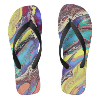 Vibrant Cosmic Flow: Multi-Colour Acrylic Abstract Flip Flops