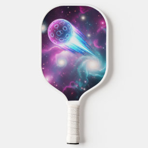 Vibrant Cosmic Galaxy Nebula Glowing Pickleball Paddle