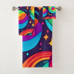 Vibrant Cosmic Kaleidoscope Bath Towel Set