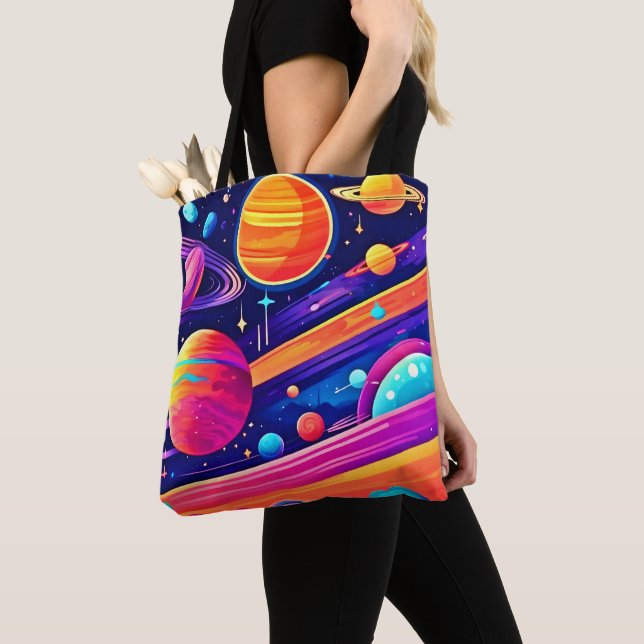 Vibrant Cosmic Symphony design Tote Bag (Close Up)