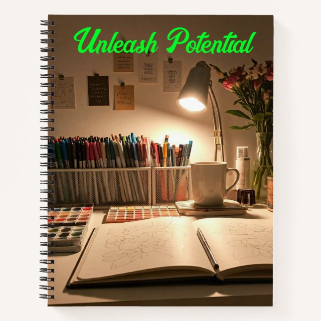 Vibrant Creative Workspace Design Notebook (Front)