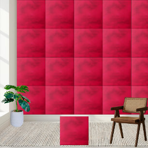 Vibrant Crimson Textured Ceramic Tile