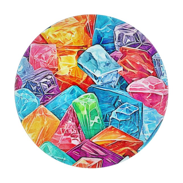Vibrant Crystal Cluster Art Cutting Board (Front)