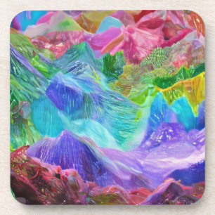 Vibrant Crystal Mountain Abstract  Coaster
