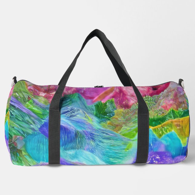 Vibrant Crystal Mountain Abstract  Duffle Bag (Front)