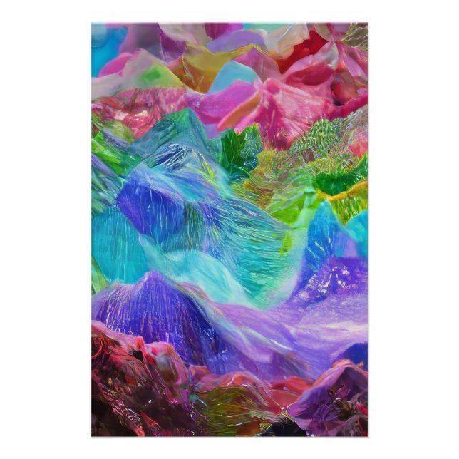 Vibrant Crystal Mountain Abstract  Poster (Front)
