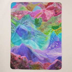 Vibrant Crystal Mountain Abstract Sherpa Blanket