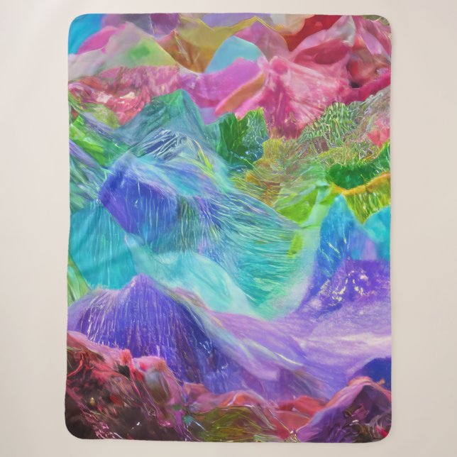 Vibrant Crystal Mountain Abstract  Sherpa Blanket (Front)