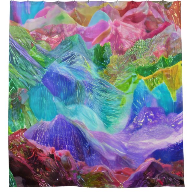 Vibrant Crystal Mountain Abstract  Shower Curtain (Front)