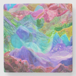 Vibrant Crystal Mountain Abstract Stone Coaster