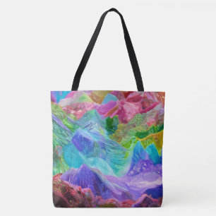 Vibrant Crystal Mountain Abstract Tote Bag
