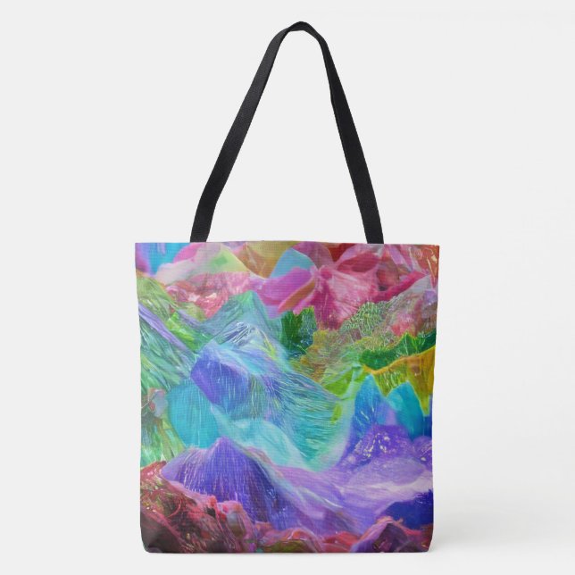 Vibrant Crystal Mountain Abstract  Tote Bag (Front)