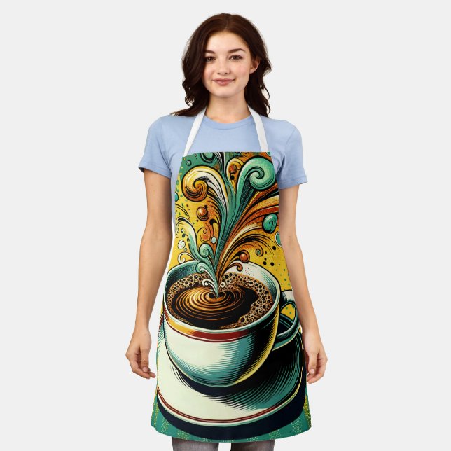 Vibrant Cuban Coffee Cup Apron (Worn)
