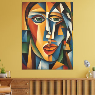 Vibrant Cubism Female Portrait Picasso Braque  Canvas Print