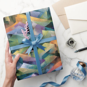 Vibrant Cubist Hills Geometric Facet Art Wrapping Paper