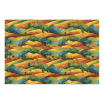 Vibrant Cubist Hills | Painterly Autumn Hue Set of