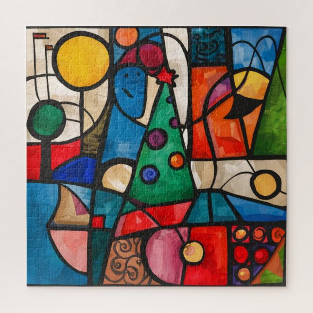  Vibrant Cubist Holiday Jigsaw Puzzle (Vertical)