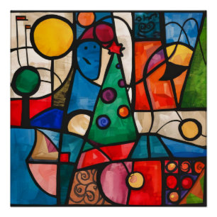  Vibrant Cubist Holiday Poster