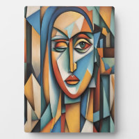 Vibrant Cubist Portrait Abstract Geometric Art